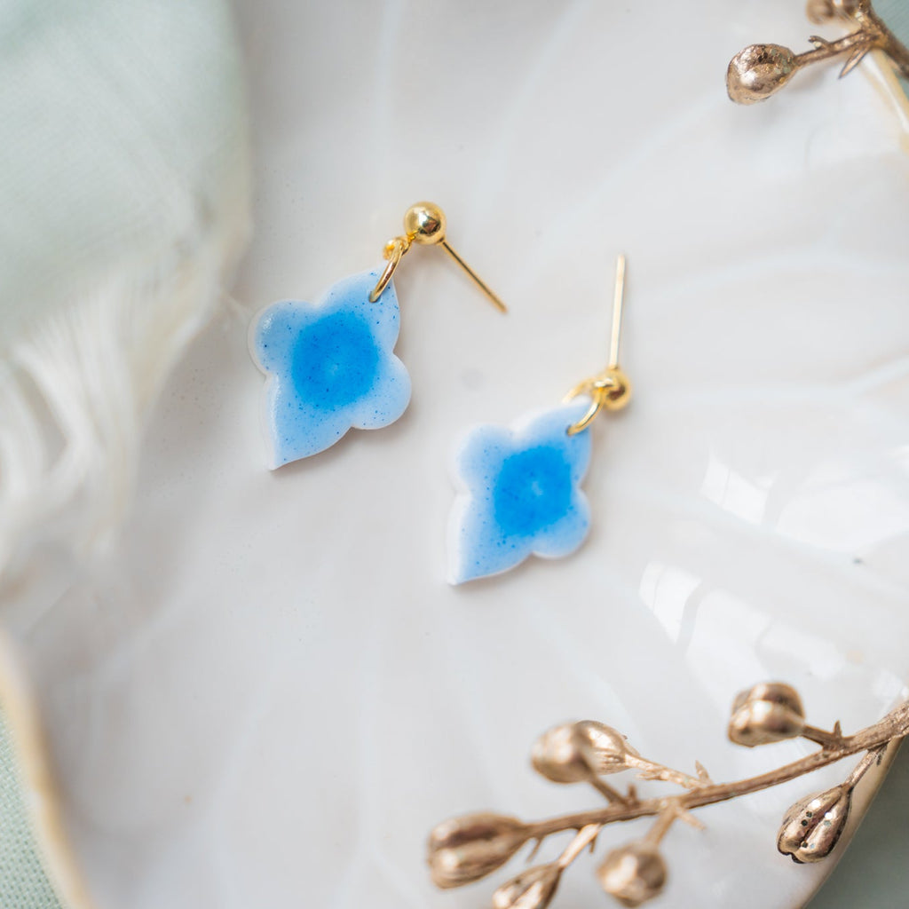 Moroccan Blue Ceramic Tile Earrings