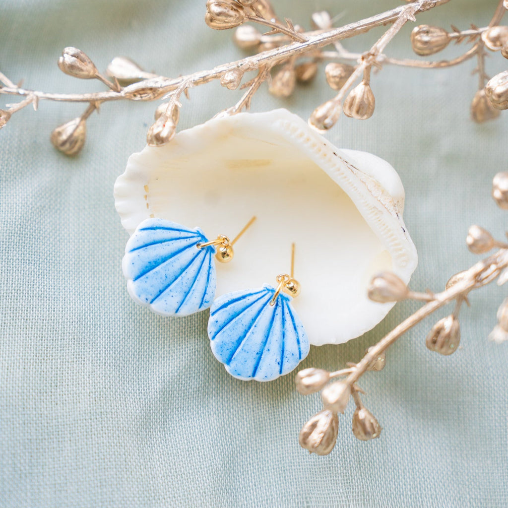Blue Seashell Faux Ceramic Earrings (3 variations)