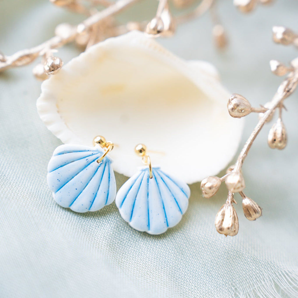 Blue Seashell Faux Ceramic Earrings (3 variations)