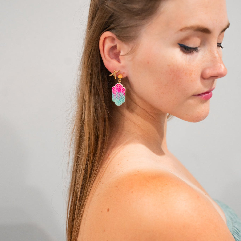 Multicolor Victorian Faux Ceramic Earrings