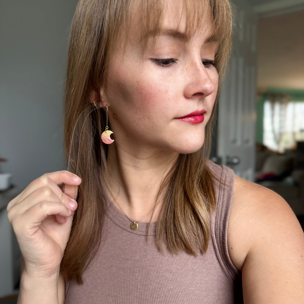 Autumn Sunset Mini Moon Dangle Earrings