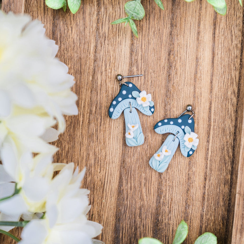 Midnight Mushroom Dangle Earrings
