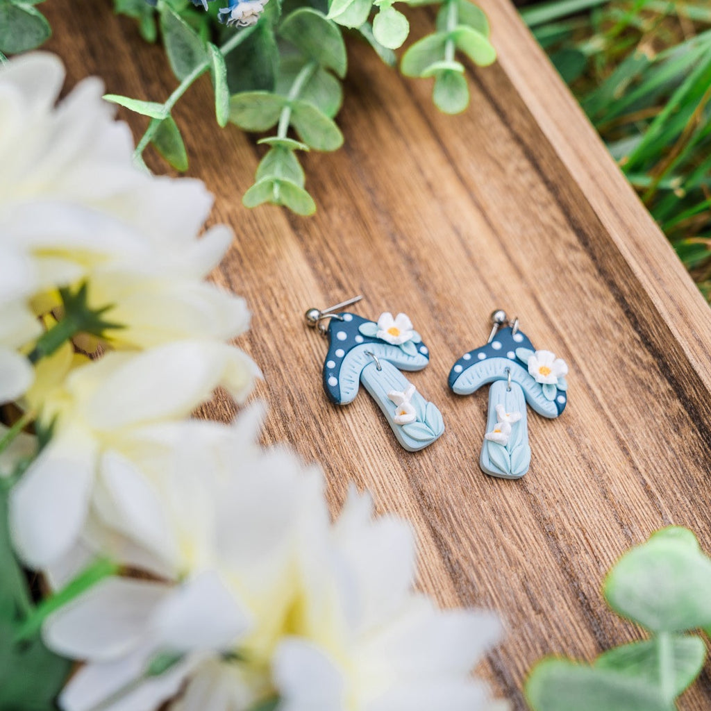 Midnight Mushroom Dangle Earrings