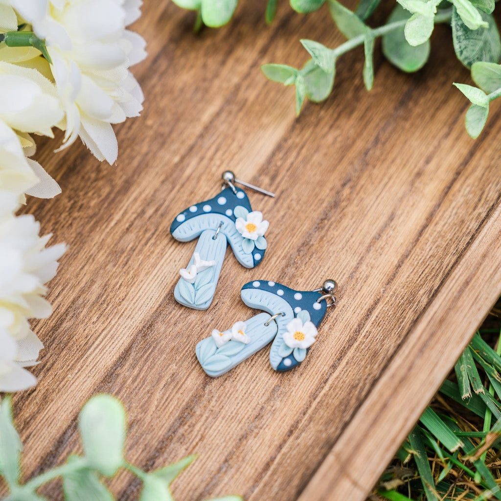 Midnight Mushroom Dangle Earrings