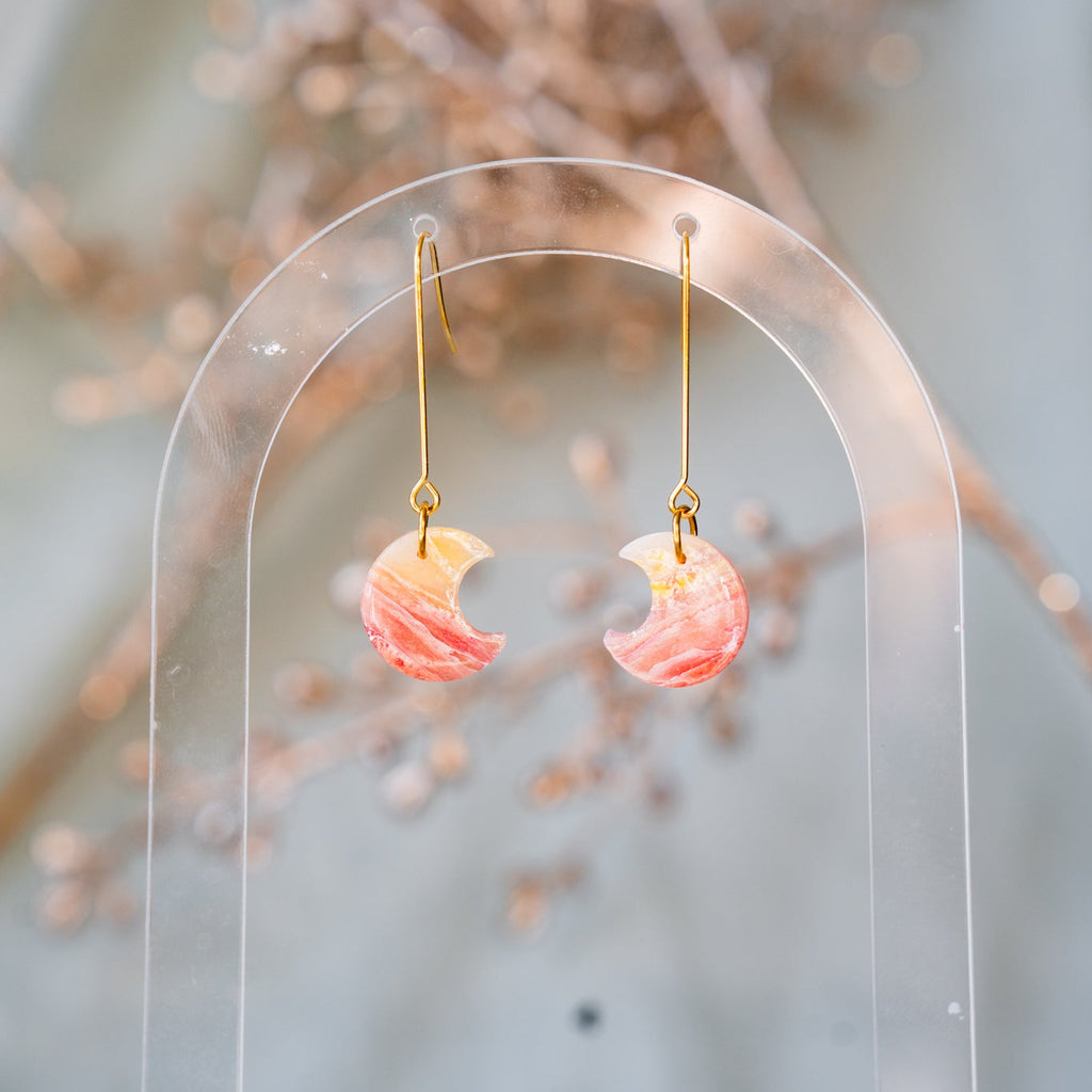 Autumn Sunset Mini Moon Dangle Earrings