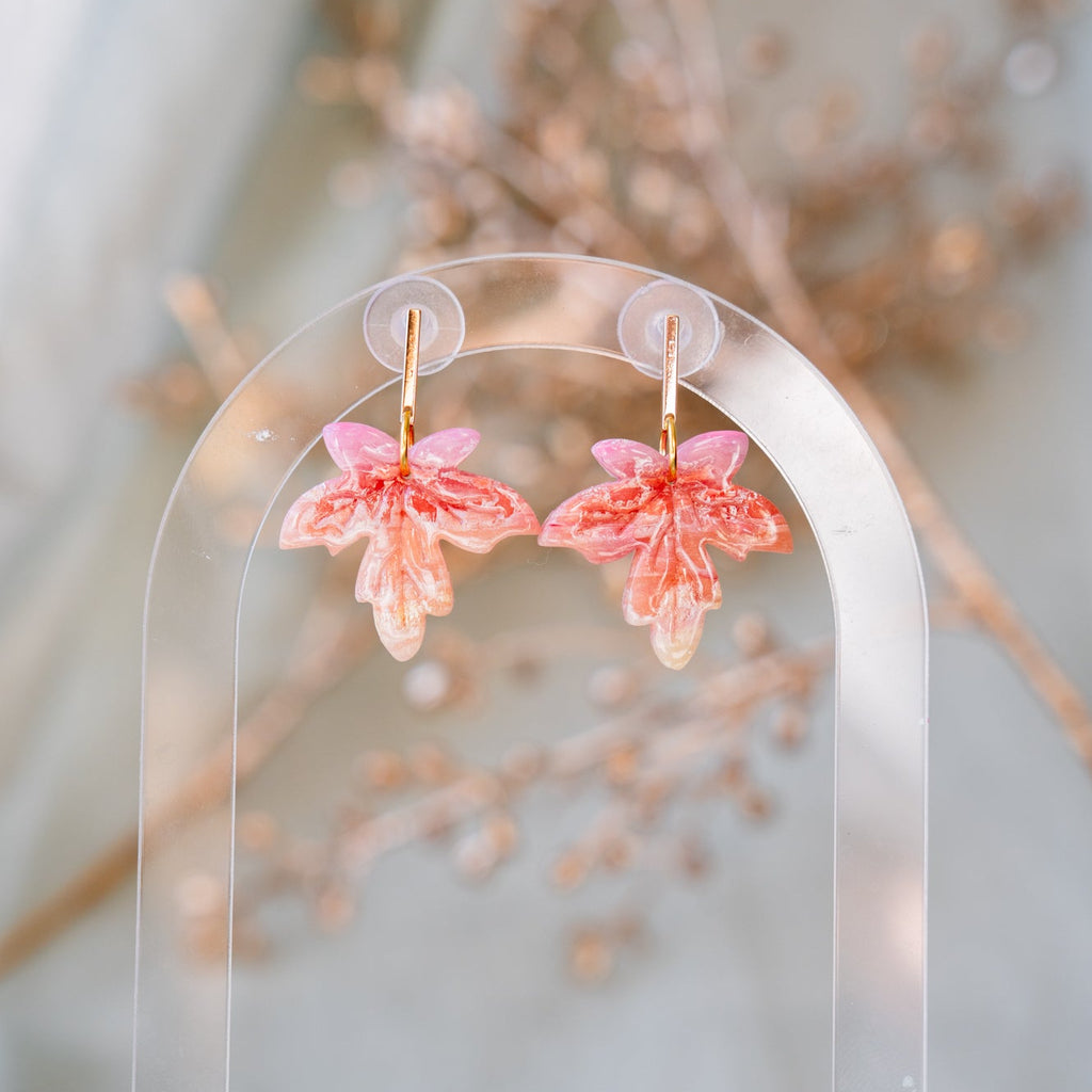 Autumn Sunset Leaves Dangle Earrings