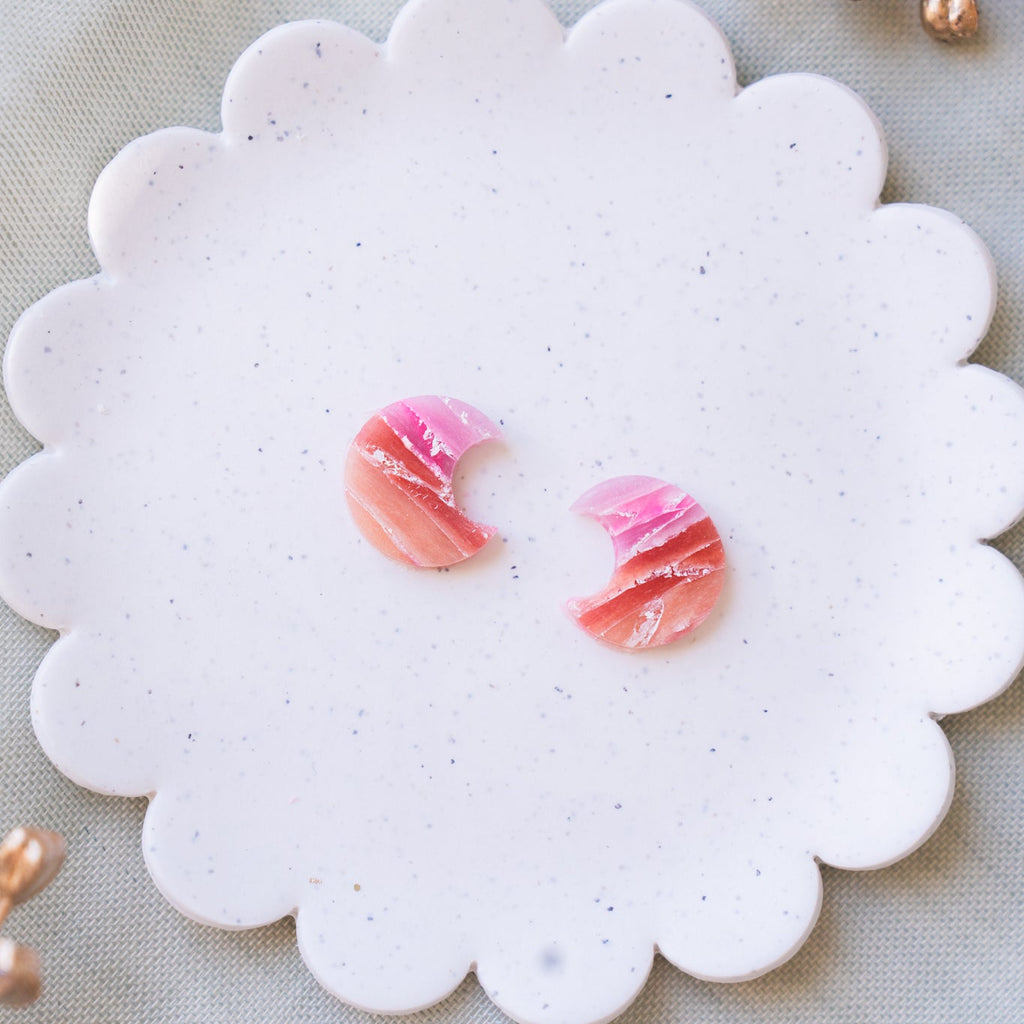 Autumn Sunset Mini Moon Dangle Earrings