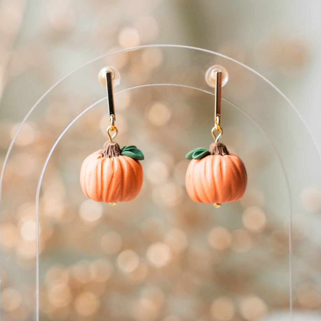 Classic 3D Pumpkin Dangle Earrings (6 colors available)