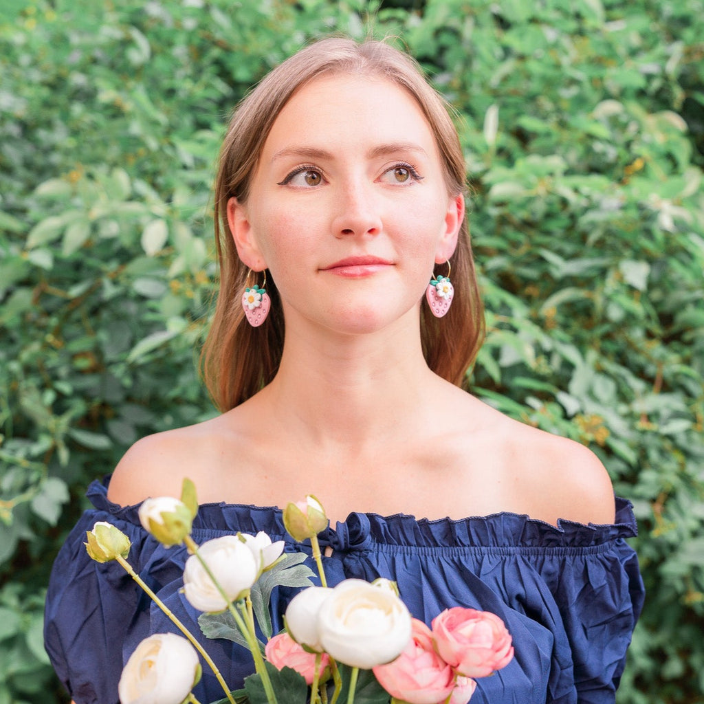 Strawberry Blossom Dangle Earrings