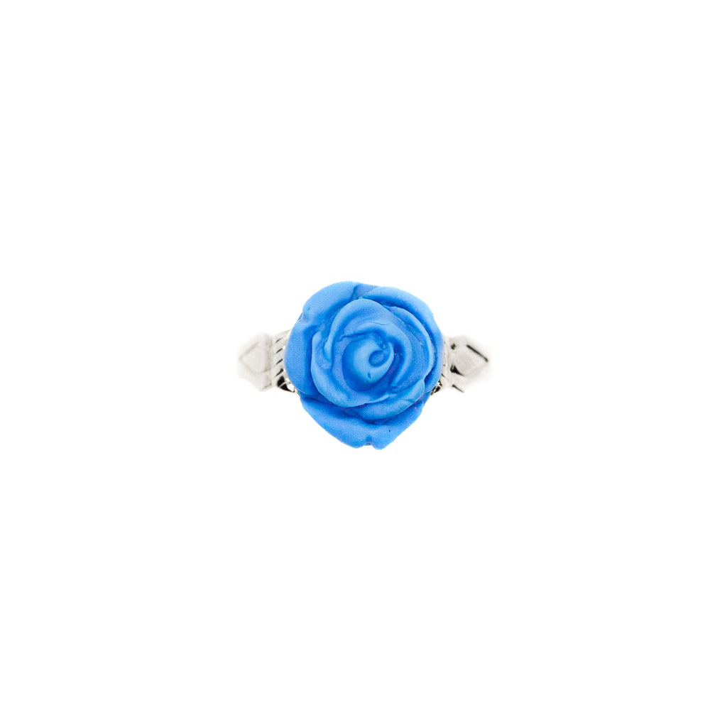 Cornflower Blue Floral Rose Ring